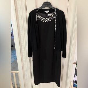 Calvin Klein black dress with pearls